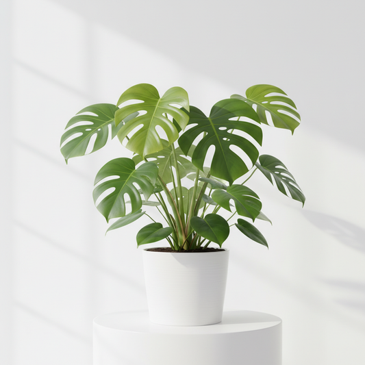 龟背竹 - 健康的室内观叶植物，叶片带有特色的裂纹和孔洞